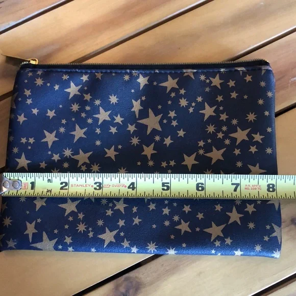 FREE WITH $25 PURCHASE-Celestial Themed Zip Top Cosmetic Bag-8x6-Navy/Gold - Picture 4 of 9